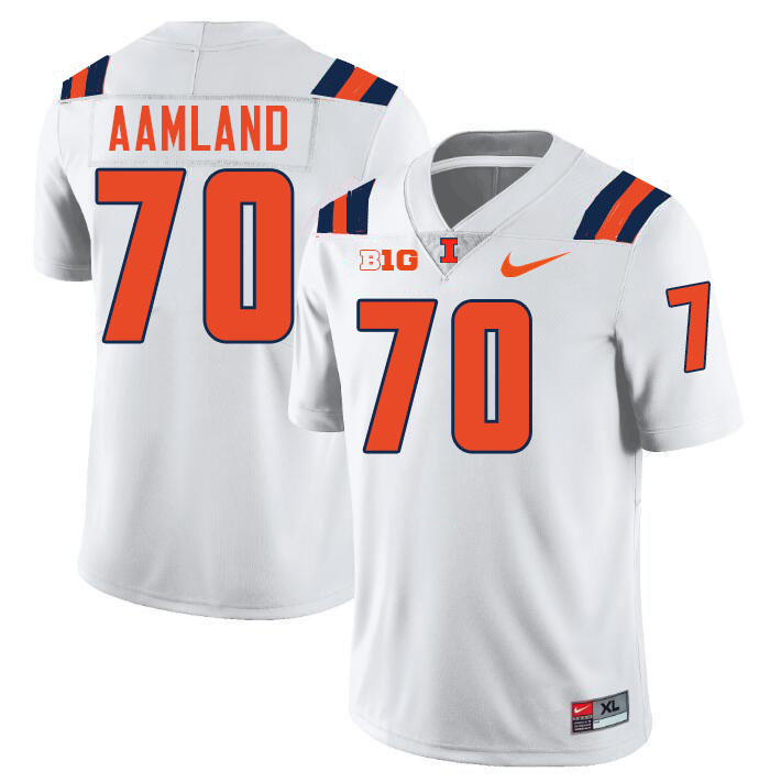 Men #70 Zach Aamland Illinois Fighting Illini College Football Jerseys Stitched-White